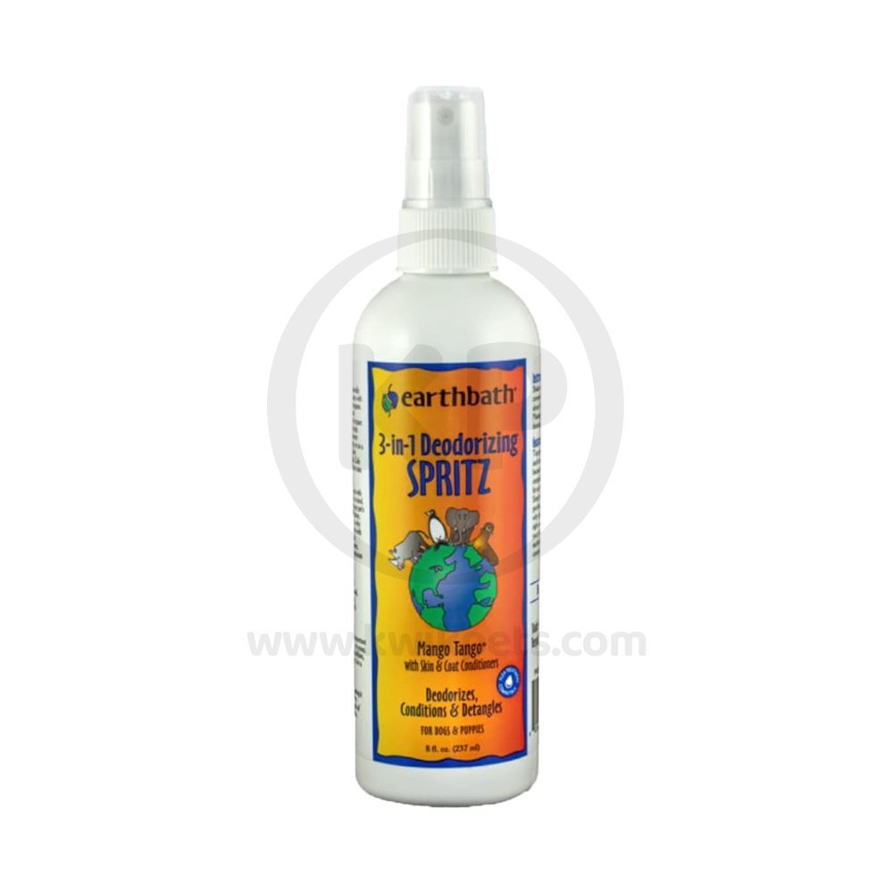 earthbath® 3-IN-1 Deodorizing Spritz, Mango Tango® with Skin & Coat Conditioners, Made in USA, 8 oz pump spray - Kwik Pets