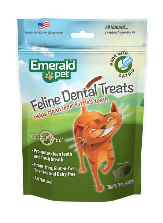 Emerald Pet Feline Dental Cat Treats Catnip, 3 oz - Kwik Pets