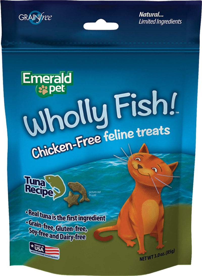 Emerald Pet Wholly Fish! Crunchy Cat Treats Tuna, 3 oz - Kwik Pets