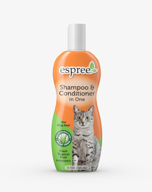Espree Shampoo & Conditioner in One for Cats with Aloe Fresh Tropical Fruit, 12 oz - Kwik Pets