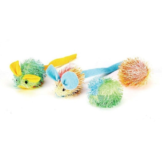 Ethical Products Spot Stringy Mice & Ball With Catnip 4pk - Kwik Pets