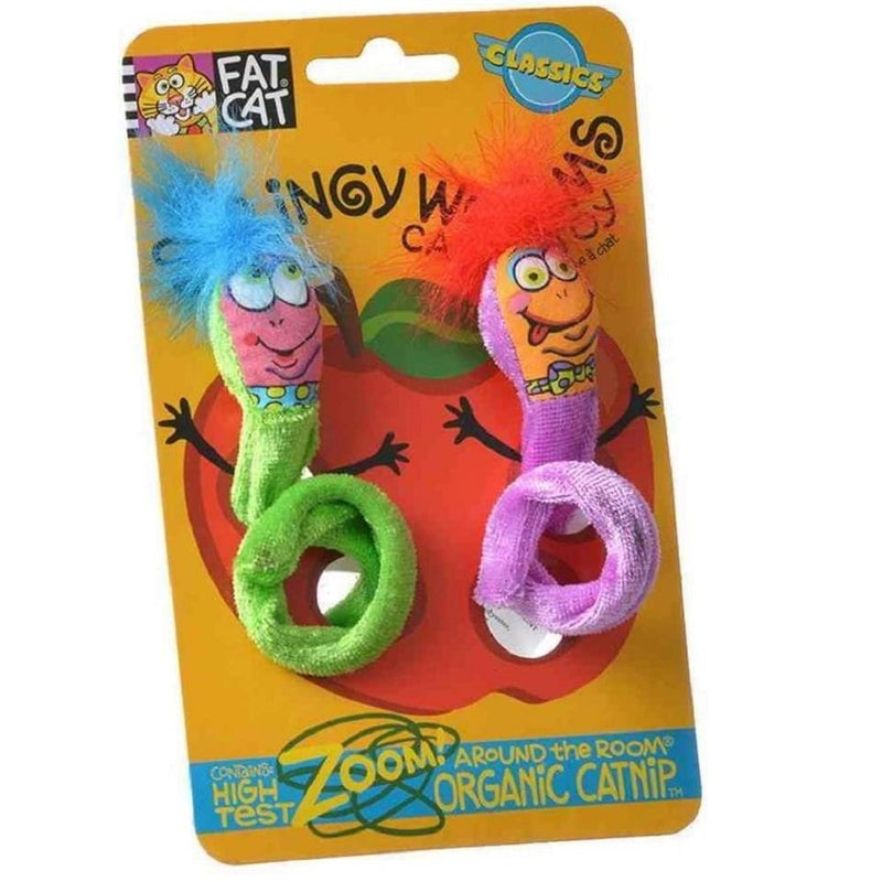 Fat Cat Classic Springy Worms Catnip Toy Assorted One Size, 2 pk - Kwik Pets