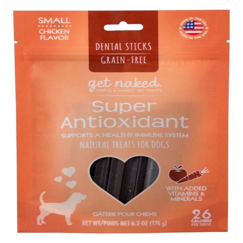 Get Naked Super Antioxidant Grain-Free Dental Stick Dog Treats Chicken, 6.2 oz, SM - Kwik Pets
