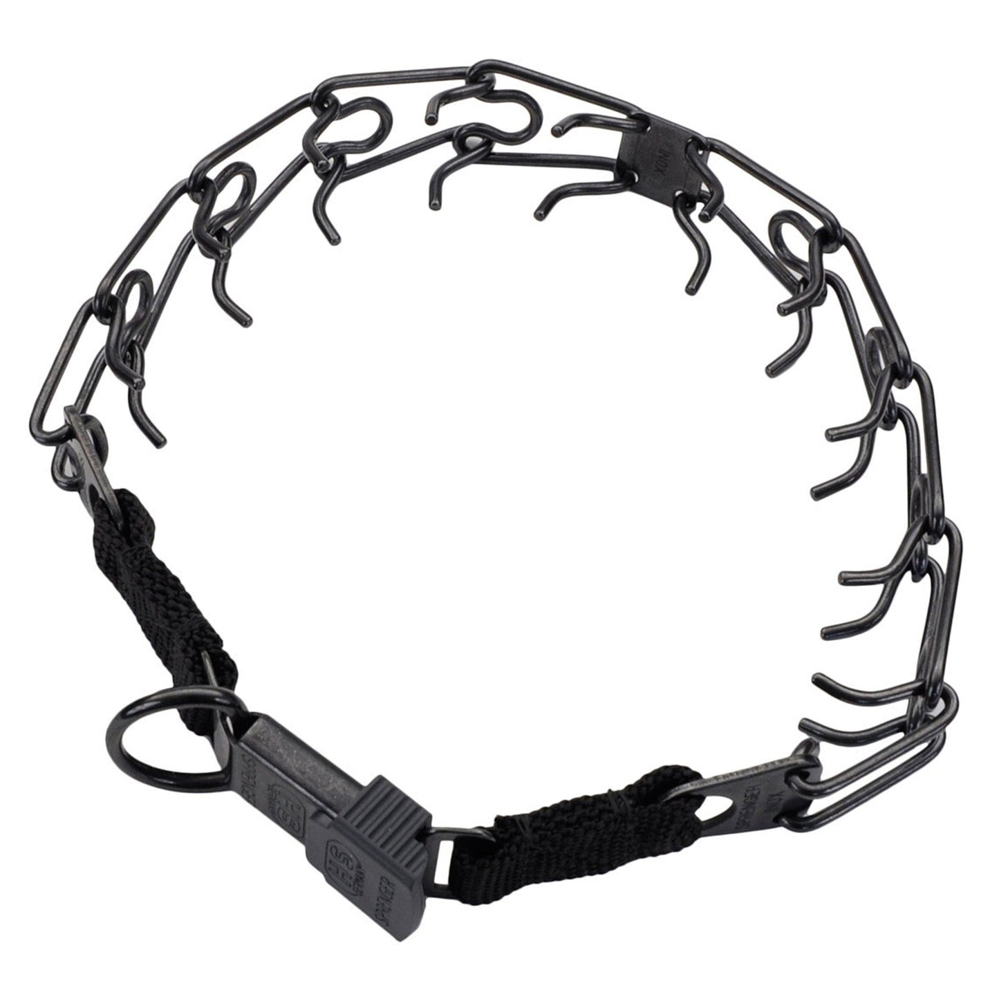 Herm. Sprenger Black Stainless Ultra-Plus Dog Prong Training Collar with ClicLock 2.25"X14" - Kwik Pets