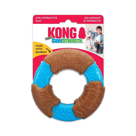 KONG CoreStrength Bamboo Ring Dog Toy Blue/Red, LG - Kwik Pets