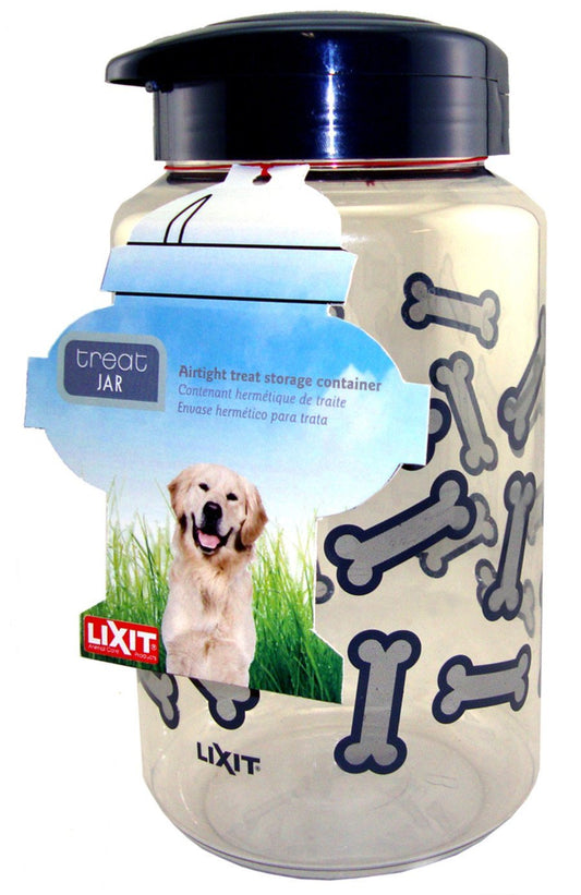 Lixit Dog Treat Jar Container Grey/Clear, LG - Kwik Pets