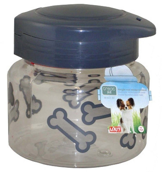 Lixit Dog Treat Jar Container Grey/Clear, SM - Kwik Pets