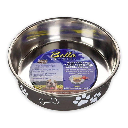 Loving Pets Bella Dish Classic Dog Dish Espresso Large - Kwik Pets