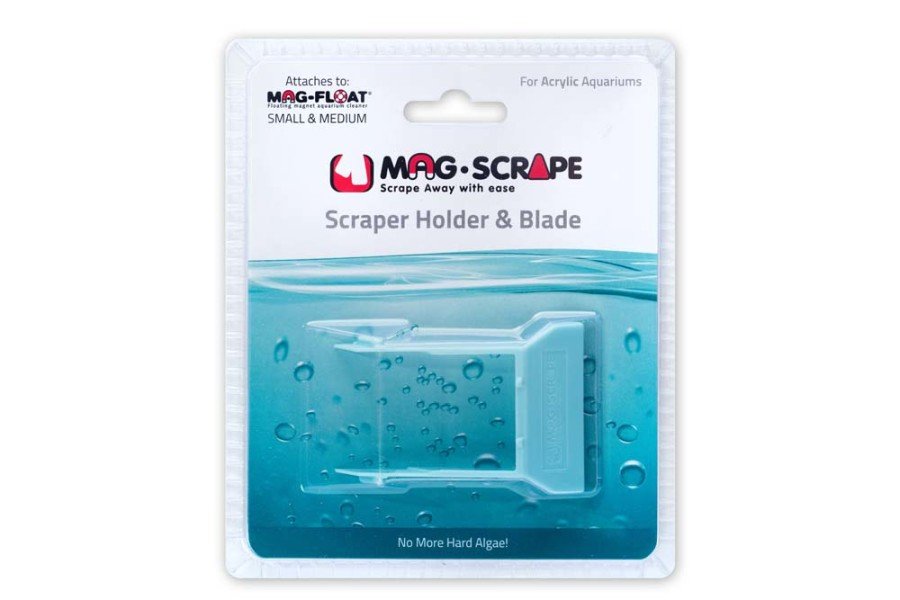 Mag-Float Scraper Holder and Blade for the Acrylic Aquariums Blue, Clear Small/Medium - Kwik Pets