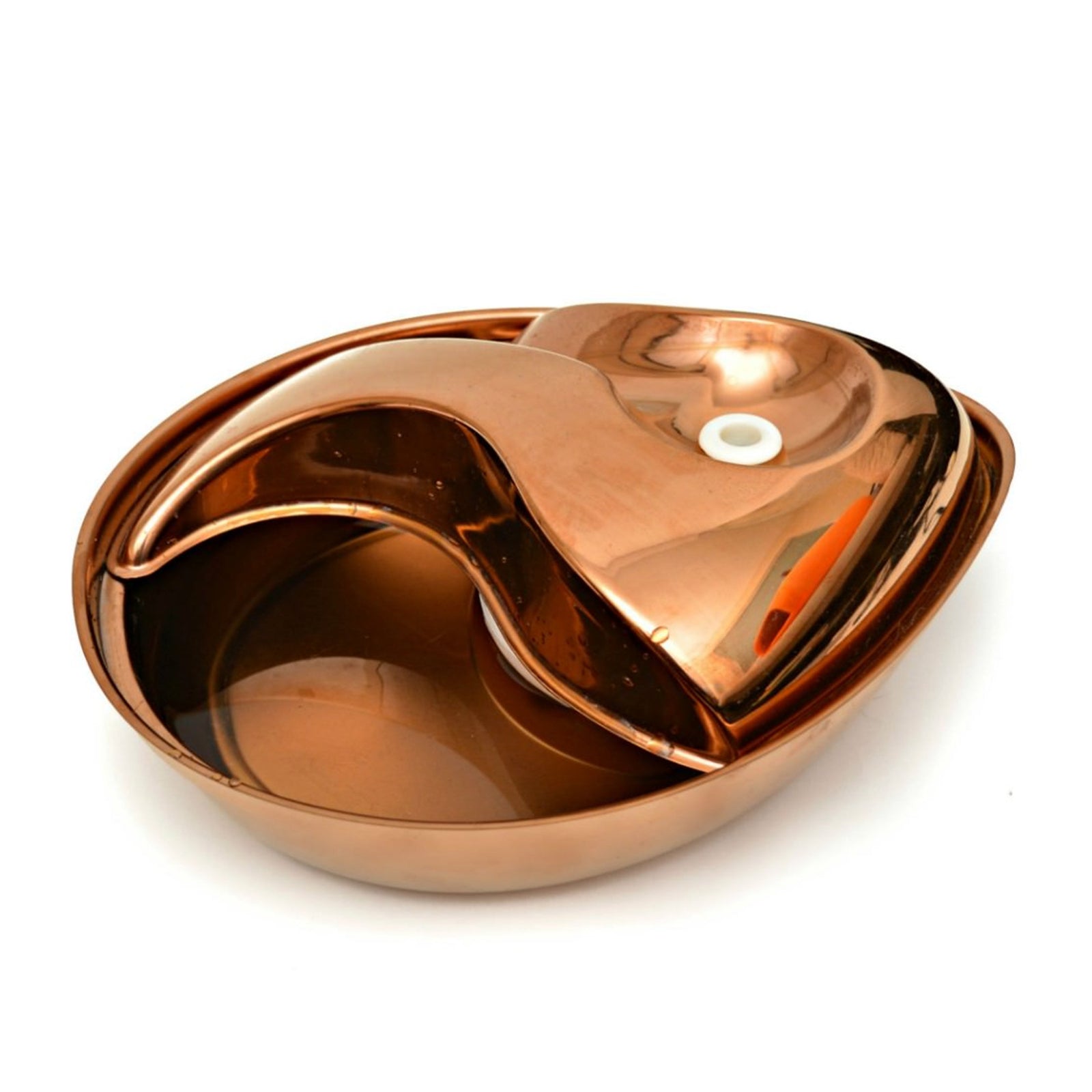 Front of Pioneer Pet Raindrop Rose Gold Stainless Steel Drinking Fountain 60-oz