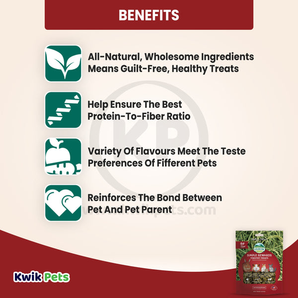 Oxbow Animal Health Simple Rewards High Fiber Timothy Small Animal Treats, 1.4 oz, Oxbow