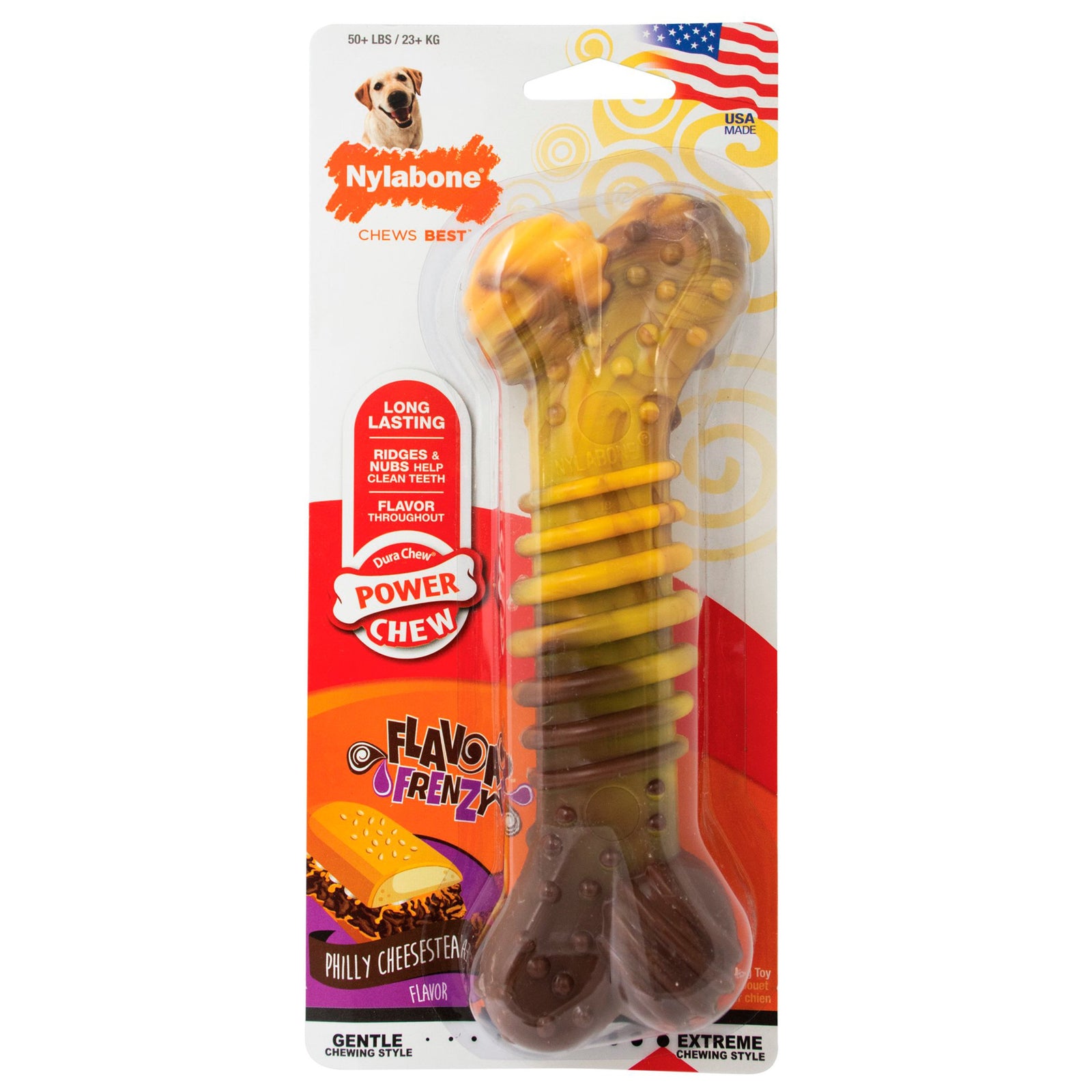 Nylabone Flavor Frenzy Dura Chew Texture Bone Cheesesteak Flavor Souper, Nylabone