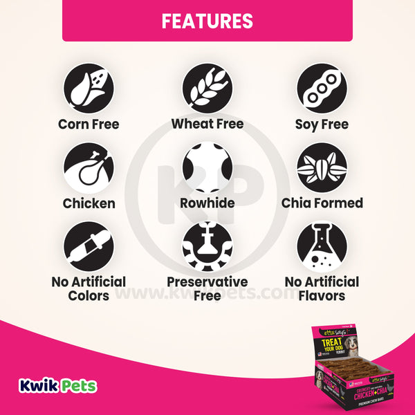 Etta Says! Premium Crunchy Bars Chicken & Chia Dog Treats, Etta Says