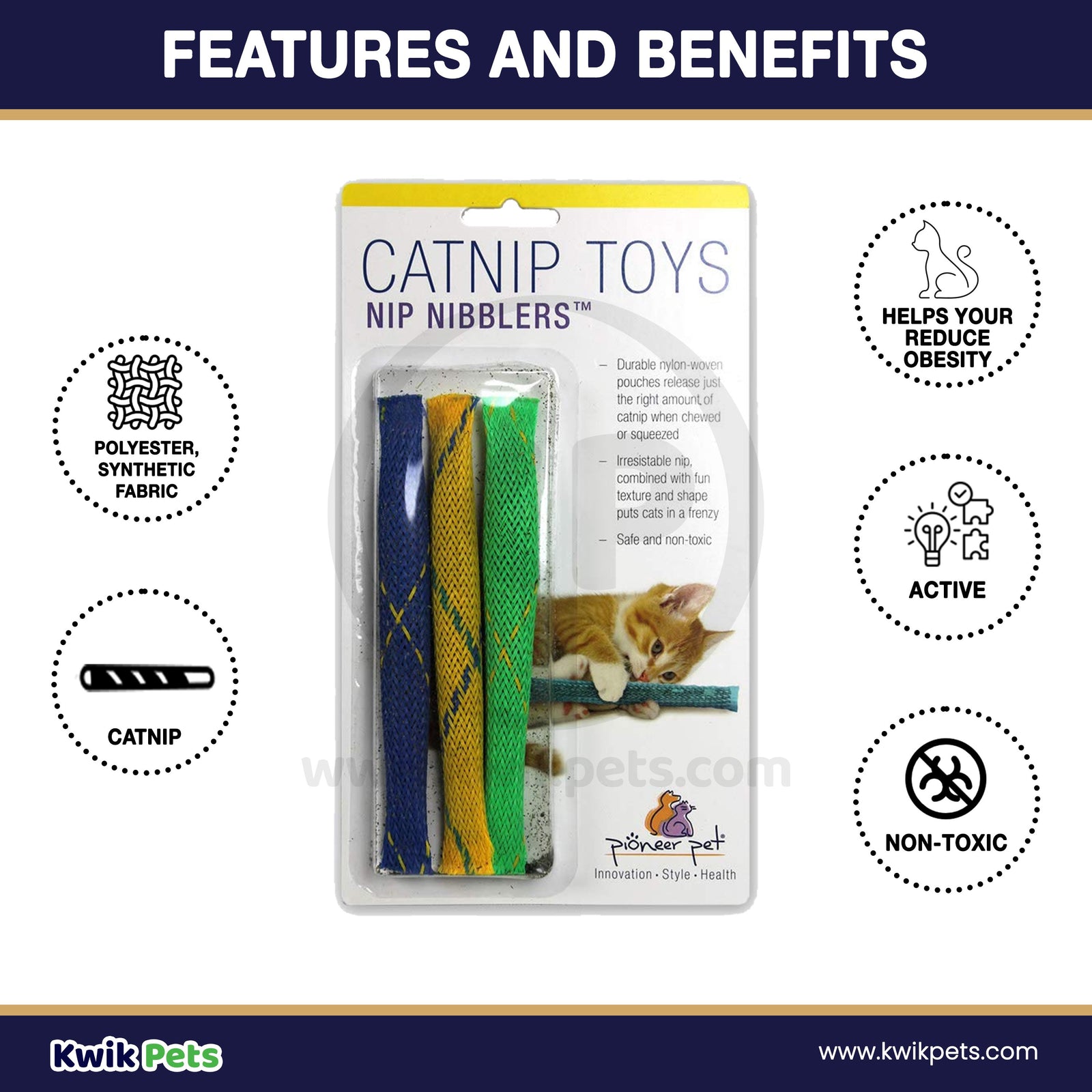 Features and Benefits of Pioneer Pet Nip Nibbler Catnip Toy 3 Count
