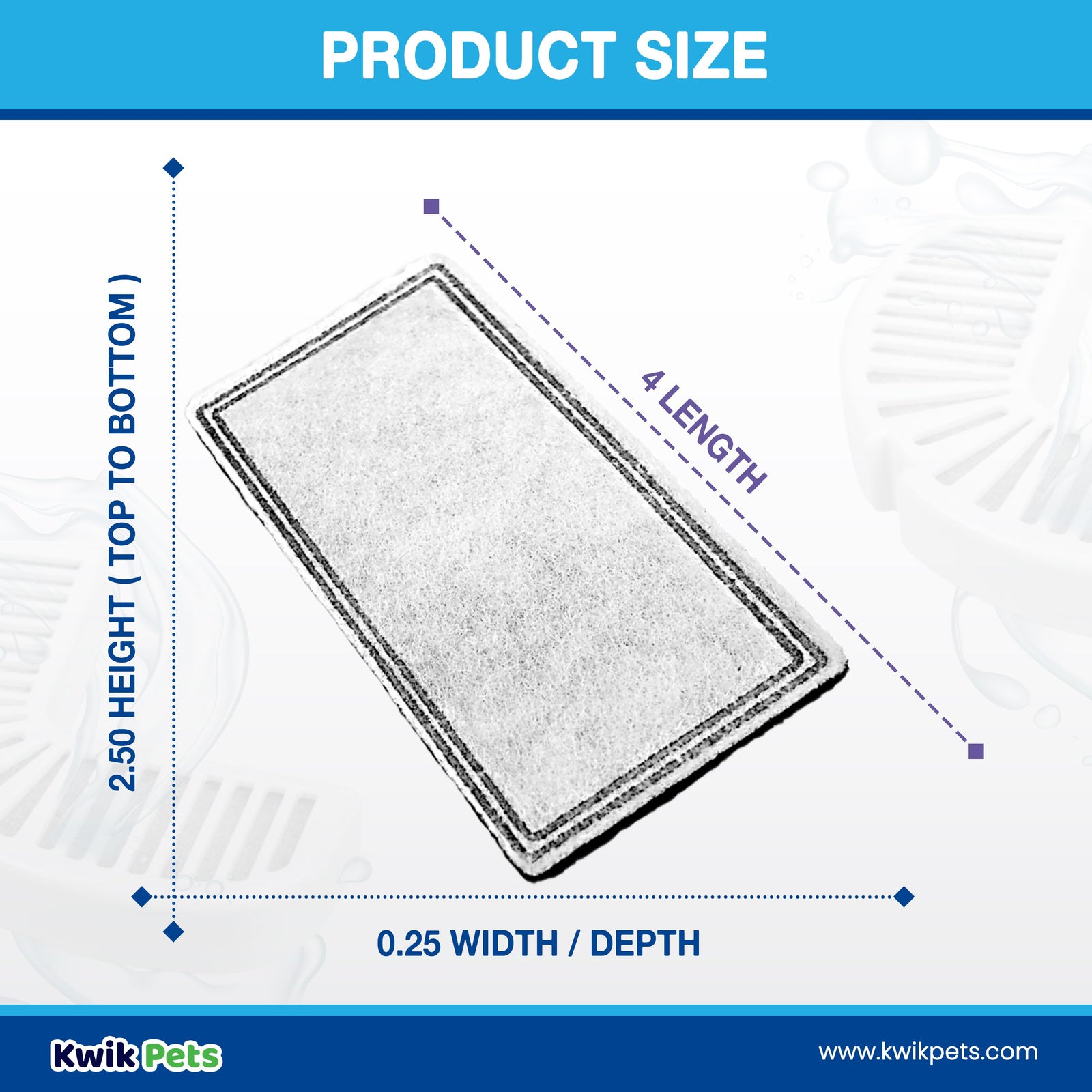 Size of Pioneer Pet Plastic Fountain Replacement Filters 3 Count