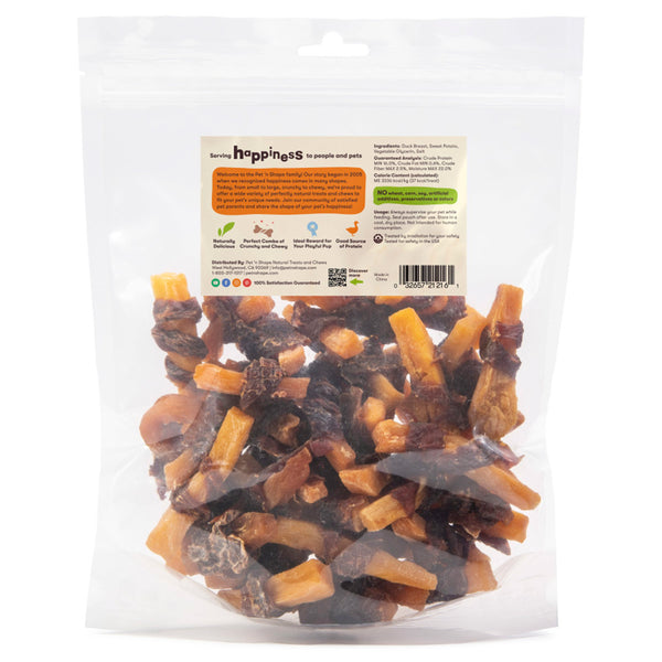 Back of Pet 'n Shape Duck 'n Sweet Potato Jerky Dog Treats 16-oz