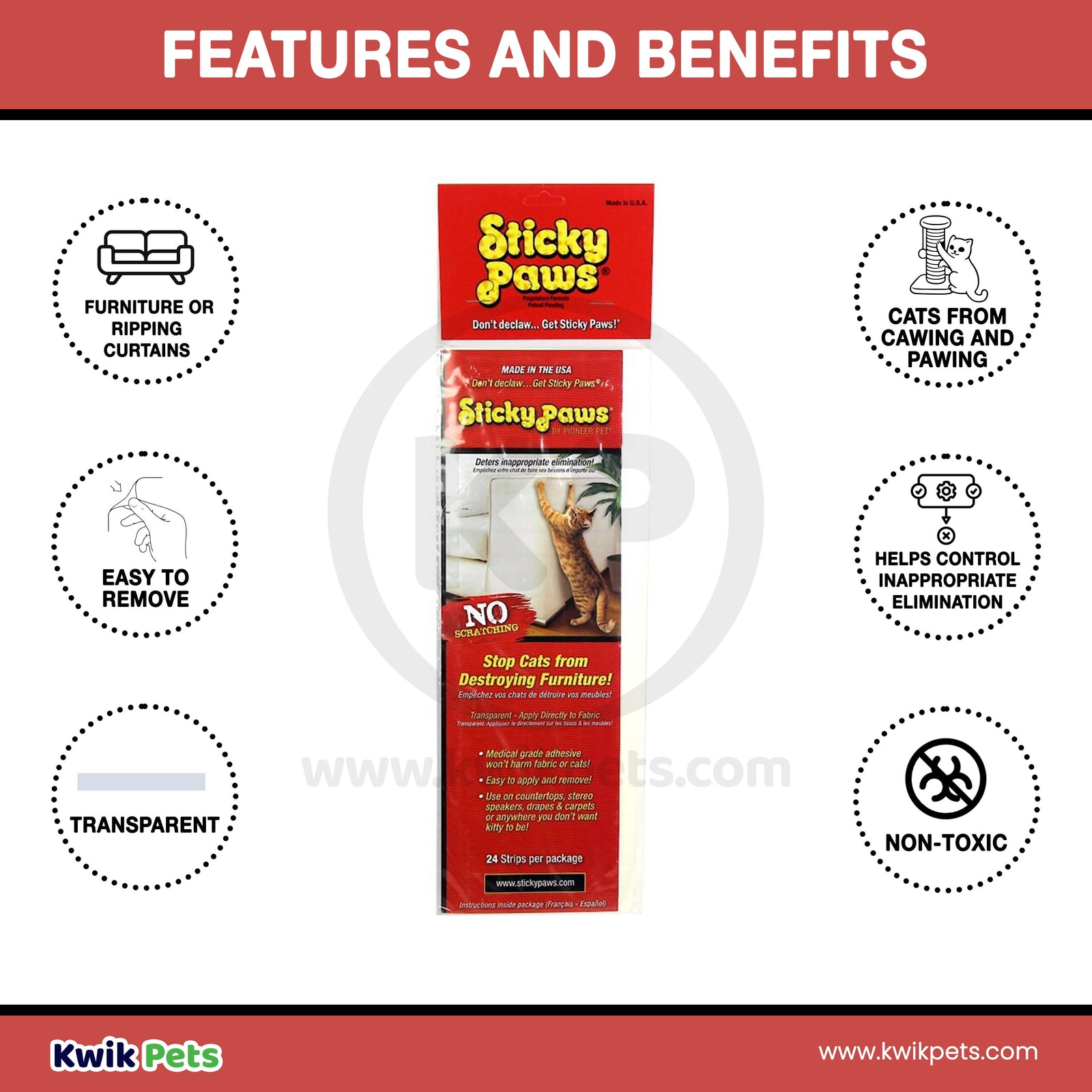Features and Benefits of Pioneer Pet Sticky Paws Strips for Cats Count 24