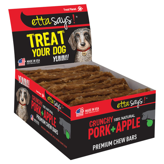 Etta Says! Premium Crunchy Bars Pork & Apple Dog Treats, Etta Says