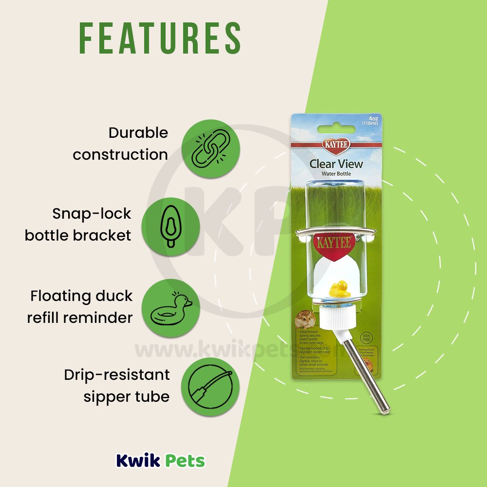 Kaytee Clear Water Bottle 4oz, Kaytee