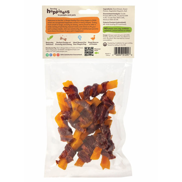 Back of Pet 'n Shape Duck 'n Sweet Potato Jerky Dog Treats 4-oz