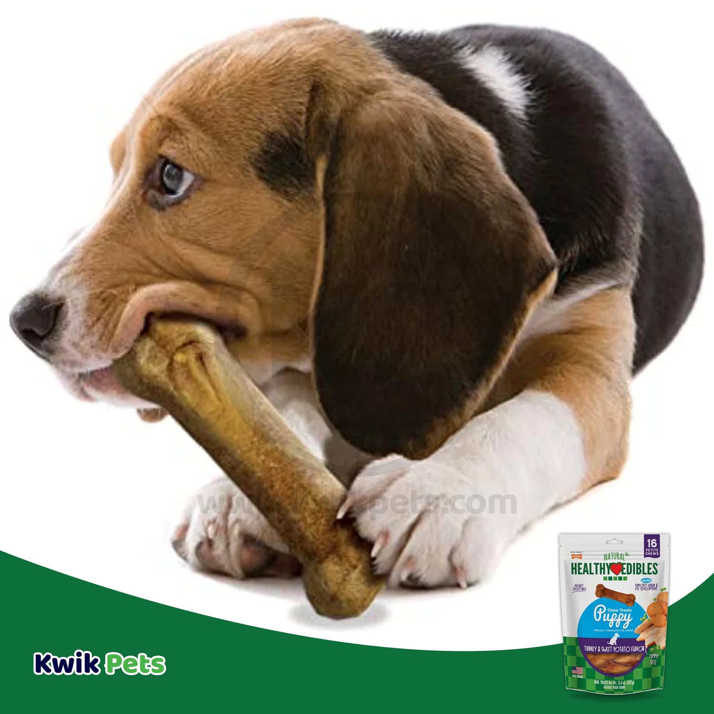 Nylabone Healthy Edibles Puppy Chew Treats Turkey & Sweet Potato, XS/Petite (16 ct), Nylabone