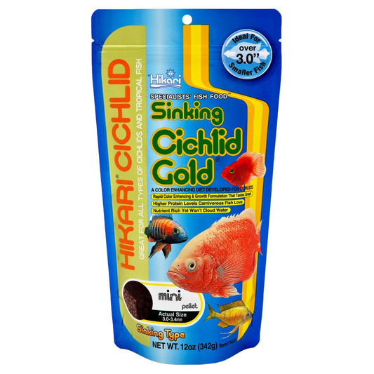 Hikari USA Cichlid Gold Sinking Pellets Fish Food, 12 oz, Mini, Hikari