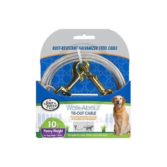 Four Paws Heavy Weight Tie Out Cable Silver, 10 ft, Four Paws