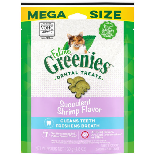 Greenies Feline Adult Cat Dental Treats Succulent Shrimp, 2.1 oz, Greenies
