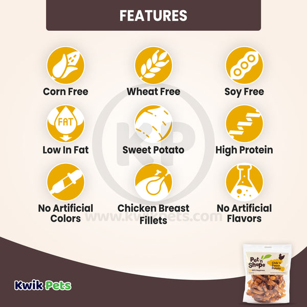 Features of Pet 'n Shape Chik 'n Sweet Potato Jerky Dog Treats 16-oz