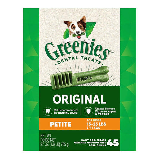 Greenies Dog Dental Treats Original, 27 oz, 45 ct, Petite, Greenies