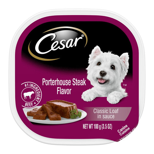Cesar Classic Loaf in Sauce Adult Wet Dog Food Porterhouse Steak Flavor, 3.5 oz, Cesar