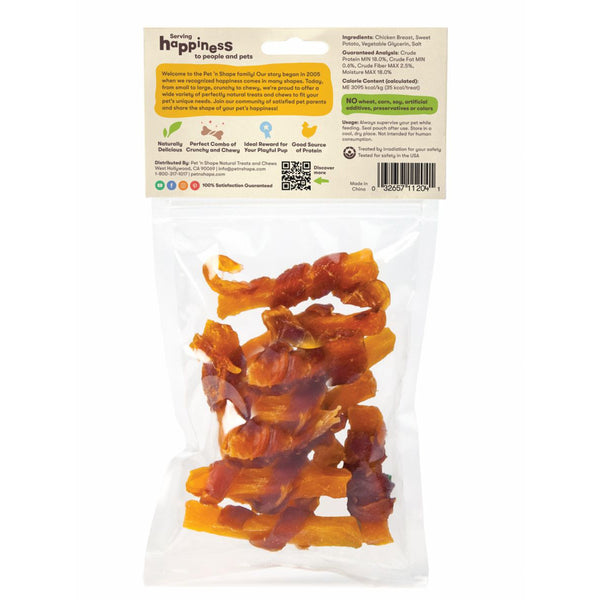 Back of Pet 'n Shape Chik 'n Sweet Potato Jerky Dog Treats 4-oz