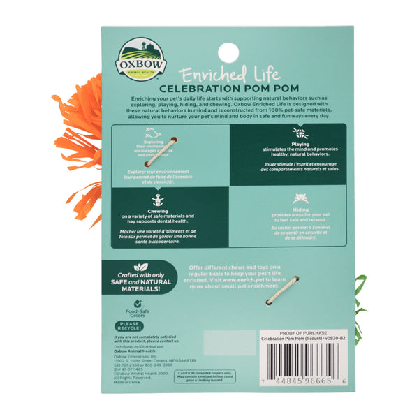 Oxbow Animal Health Enriched Life Celebration Pom Pom Small Animal Chew, One Size, Oxbow