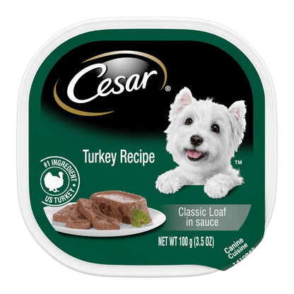 Cesar Classic Loaf in Sauce Adult Wet Dog Food Turkey, 3.5 oz, Cesar