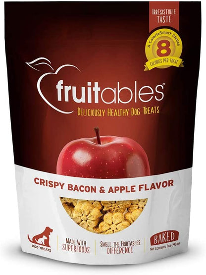 Fruitables Crunchy Baked Crispy Bacon and Apple Dog Treats 7oz, Fruitables