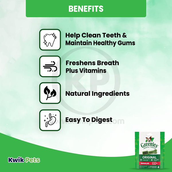 Benefits of Greenies Original Dog Dental Treats Regular 6-oz 6 Count