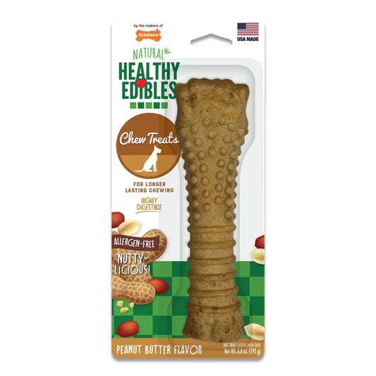 Nylabone Healthy Edibles All-Natural Long Lasting Peanut Butter Flavor Dog Chew Treats 1 Count, Peanut Butter, XL/Souper, Nylabone