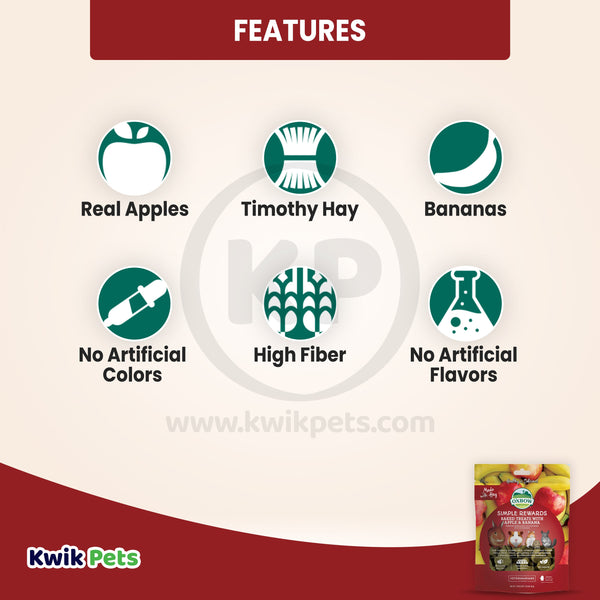 Oxbow Animal Health Simple Rewards Baked Small Animal Treats w/Apple & Banana, 3 oz, Oxbow