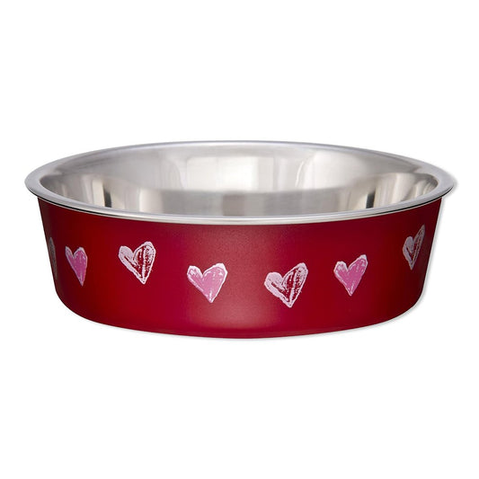 Loving Pets Designer Dog Bowl Hearts, Valentine Red, MD, Loving Pets