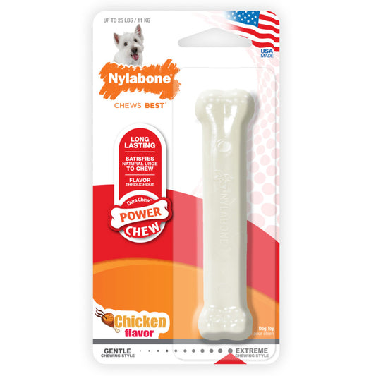 Nylabone Power Chew Flavored Durable Chew Toy for Dogs Chicken Flavor Small/Regular - Up To 25 lb, Nylabone