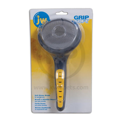 JW Pet Slicker Brush with Soft Pins Grey, Yellow Large, JW Pet