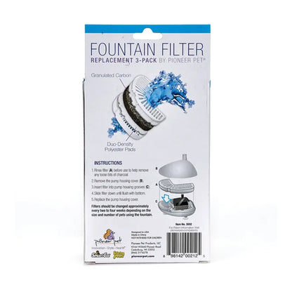 Pioneer Pet Replacement Filters for Stainless Steel Fountains 3 Pack, Pioneer Pet