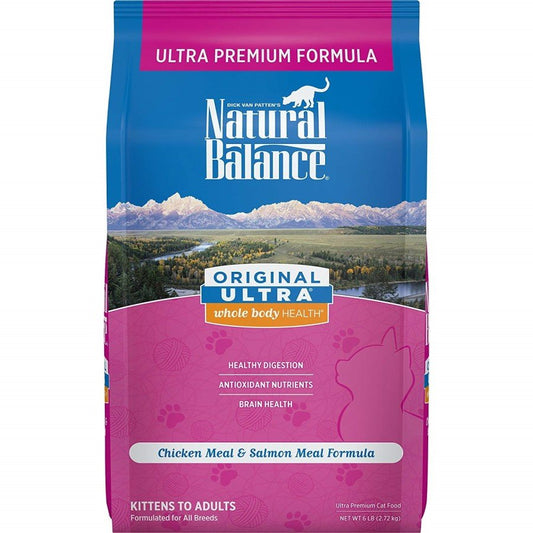 Natural Balance Pet Foods Original Ultra Premium Whole Body Health Dry Cat Food Chicken Meal & Salmon Meal, 6 lb, Natural Balance