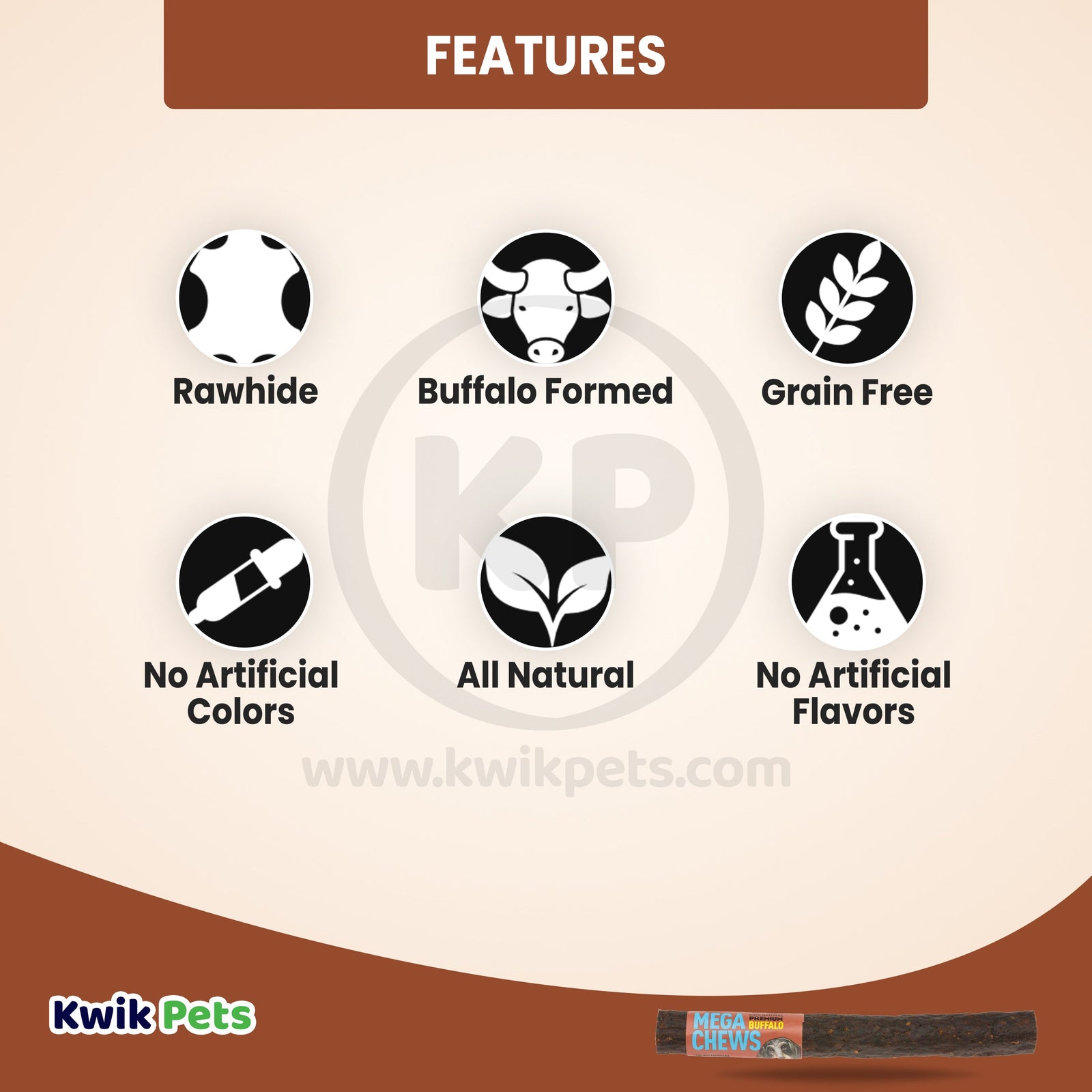 Features of Etta Says! Premium Crunchy Buffalo Chews Dog Treat 7 -in