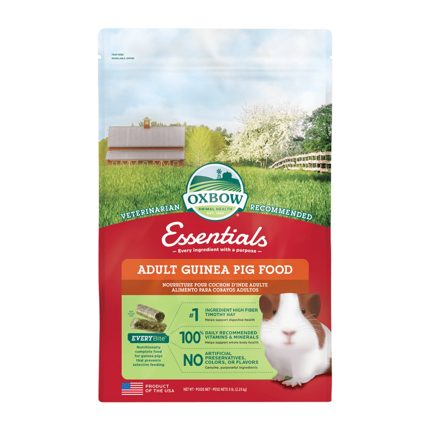 Oxbow Animal Health Essentials Adult Guinea Pig Food, 5 lb, Oxbow