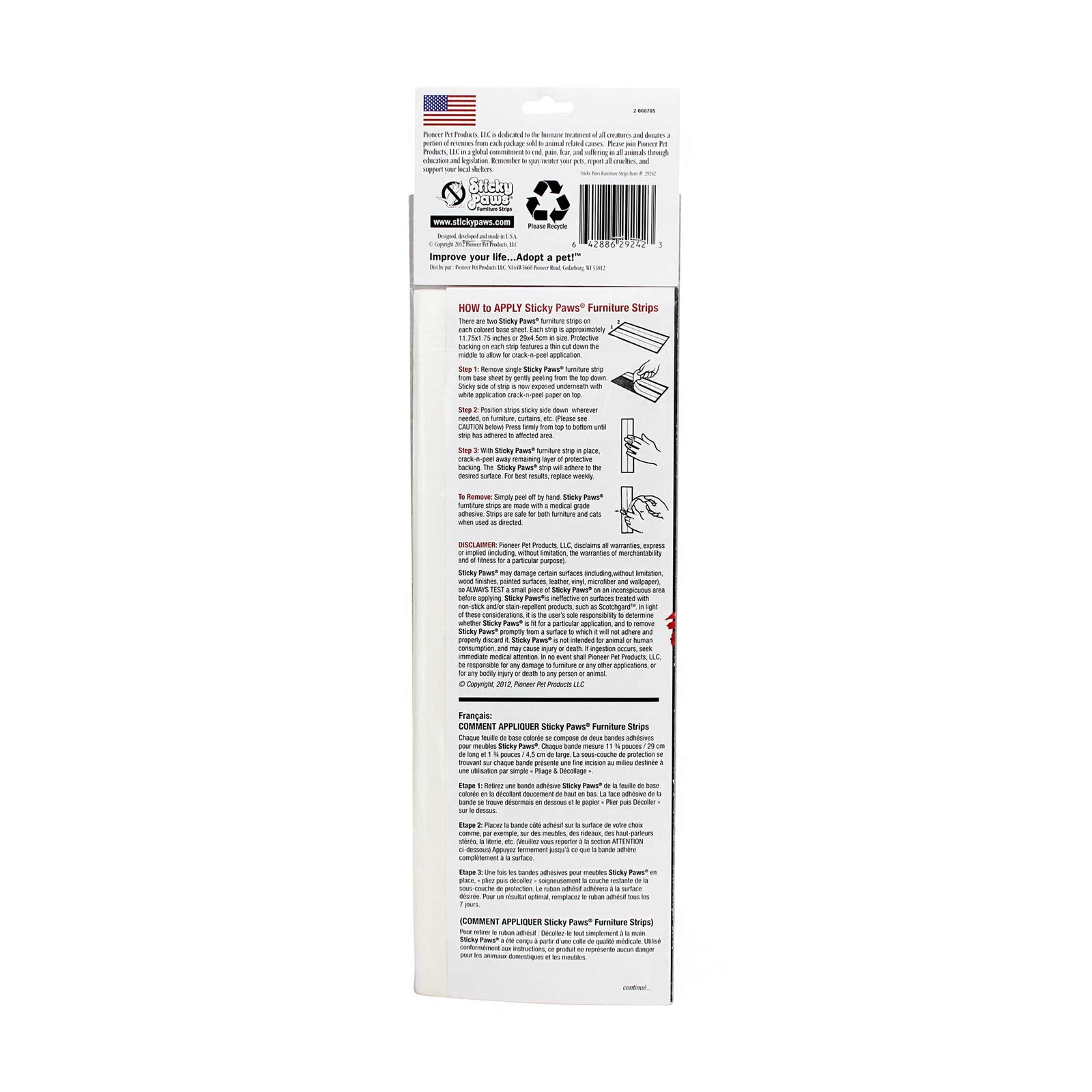 Details of Pioneer Pet Sticky Paws Strips for Cats Count 24
