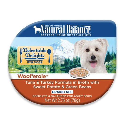 Natural Balance Pet Foods Delectable Delights Grain Free Wet Dog Food Woof'erole in Broth, 2.75 oz, Natural Balance