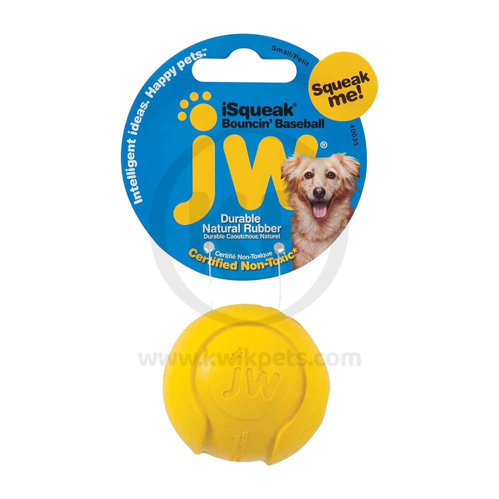 JW iSqueak Bouncin' Baseball Dog Toy Small, JW Pet