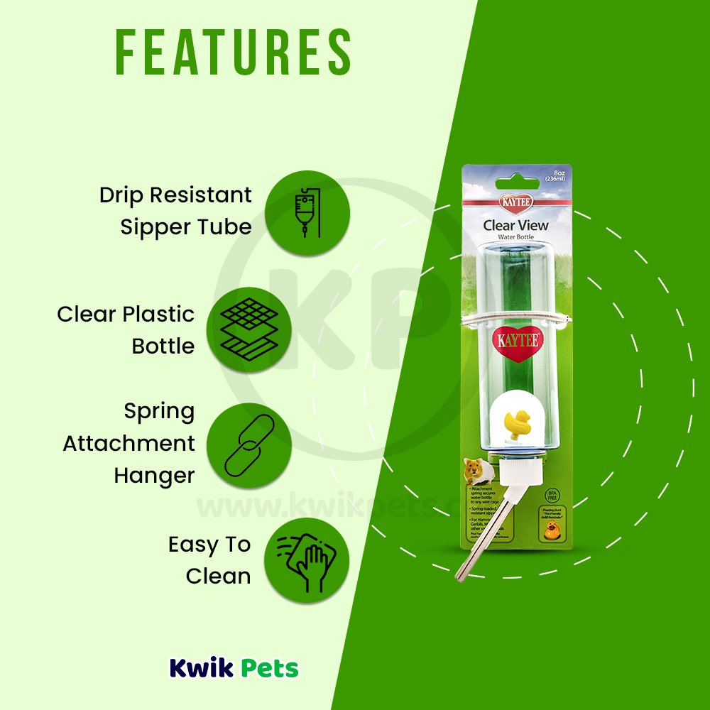 Kaytee Clear Water Bottle 8-oz, Kaytee