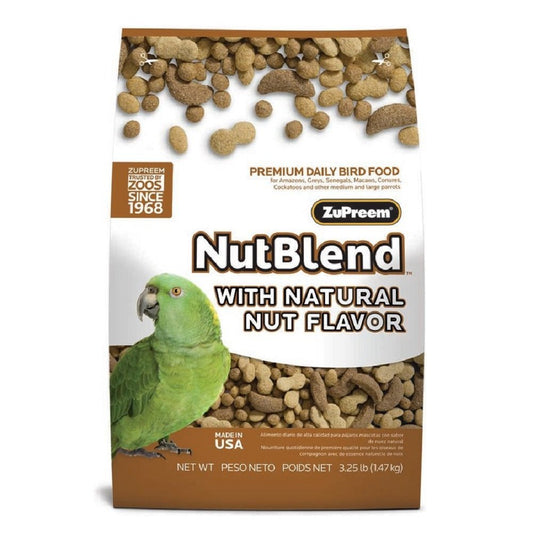 ZuPreem NutBlend with Natural Nut Flavor Pelleted Bird Food for Parrots and Conures 3.25 lb, ZuPreem
